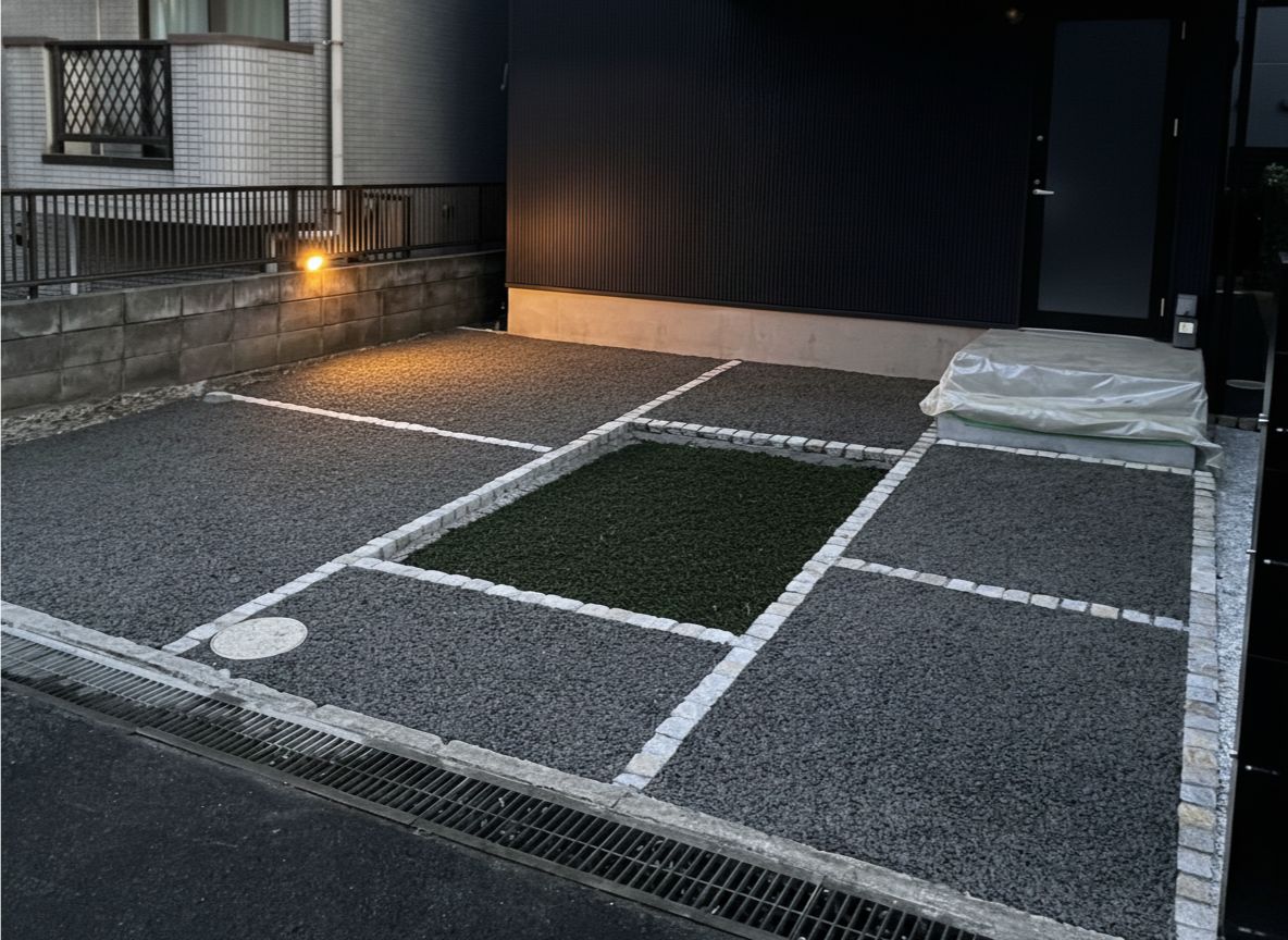 フラットに施工されたドライテック駐車場